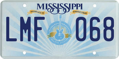 MS license plate LMF068