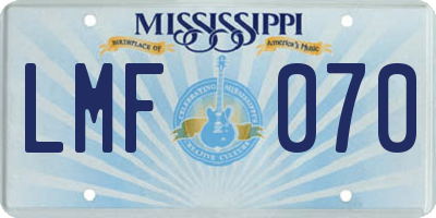 MS license plate LMF070