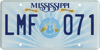 MS license plate LMF071