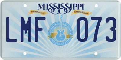 MS license plate LMF073