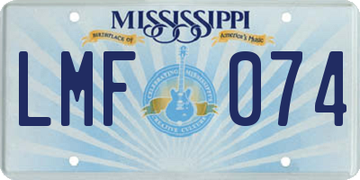 MS license plate LMF074