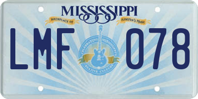 MS license plate LMF078