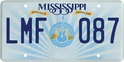 MS license plate LMF087