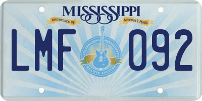 MS license plate LMF092