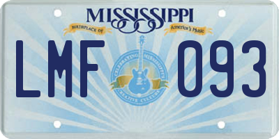 MS license plate LMF093