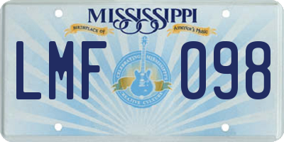 MS license plate LMF098