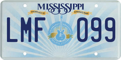 MS license plate LMF099