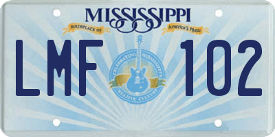 MS license plate LMF102