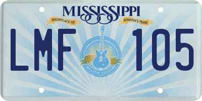 MS license plate LMF105