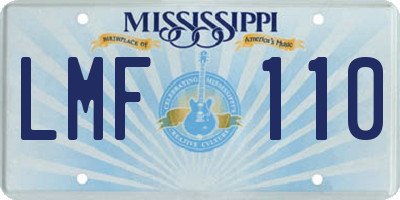 MS license plate LMF110