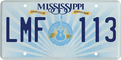 MS license plate LMF113