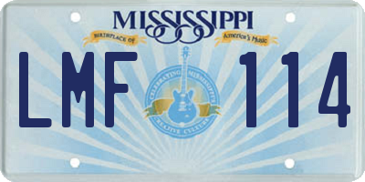 MS license plate LMF114