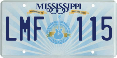 MS license plate LMF115