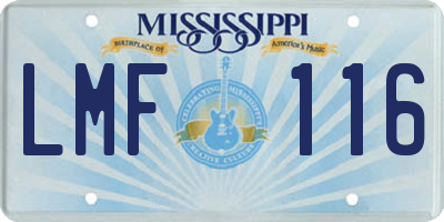 MS license plate LMF116