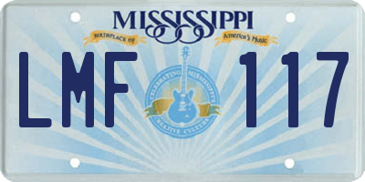 MS license plate LMF117