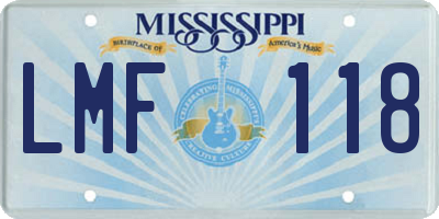 MS license plate LMF118