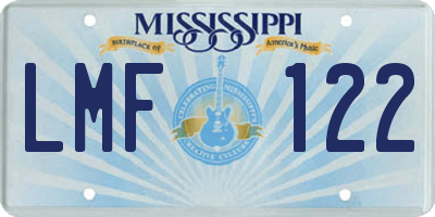 MS license plate LMF122