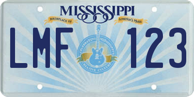 MS license plate LMF123