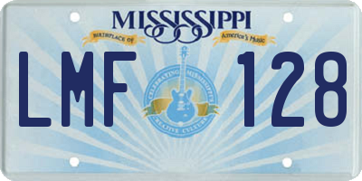 MS license plate LMF128
