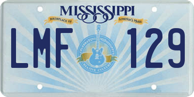 MS license plate LMF129