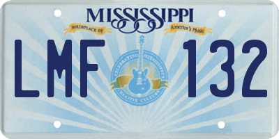MS license plate LMF132