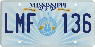 MS license plate LMF136
