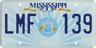MS license plate LMF139