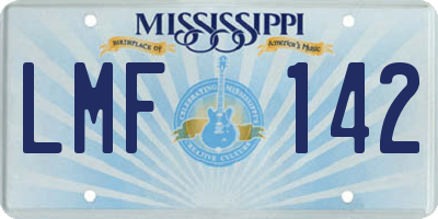 MS license plate LMF142