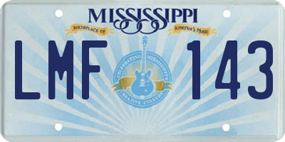 MS license plate LMF143