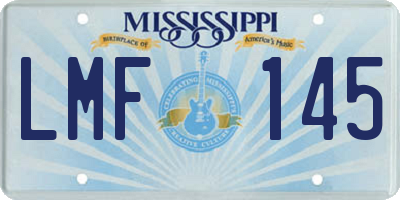 MS license plate LMF145