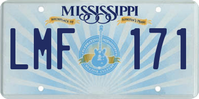 MS license plate LMF171