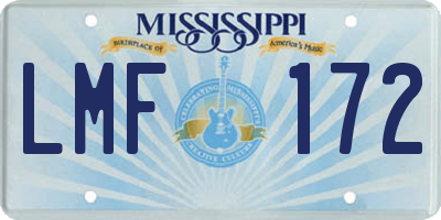 MS license plate LMF172
