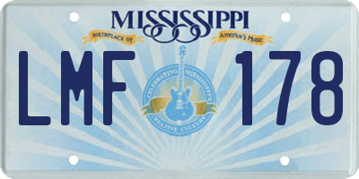 MS license plate LMF178