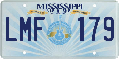 MS license plate LMF179