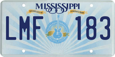 MS license plate LMF183