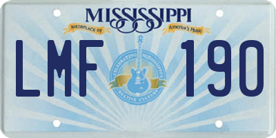 MS license plate LMF190