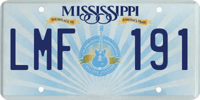 MS license plate LMF191