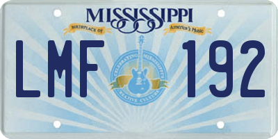MS license plate LMF192