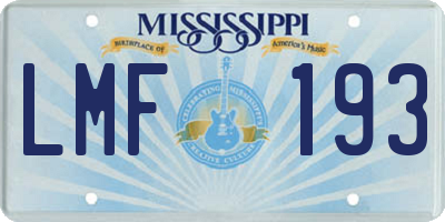 MS license plate LMF193