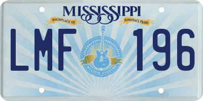 MS license plate LMF196