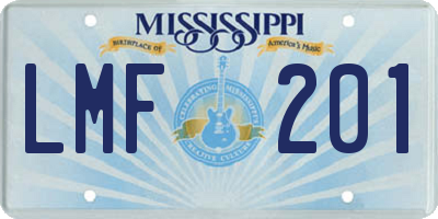 MS license plate LMF201