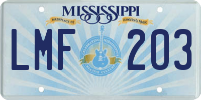 MS license plate LMF203