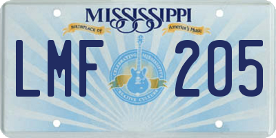 MS license plate LMF205