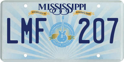 MS license plate LMF207