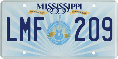 MS license plate LMF209