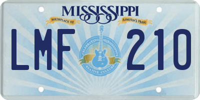 MS license plate LMF210