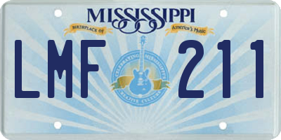 MS license plate LMF211