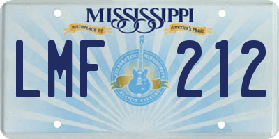 MS license plate LMF212