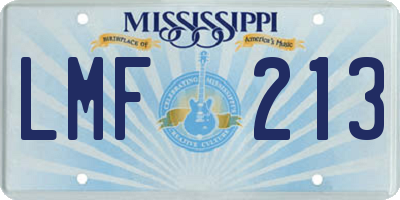 MS license plate LMF213