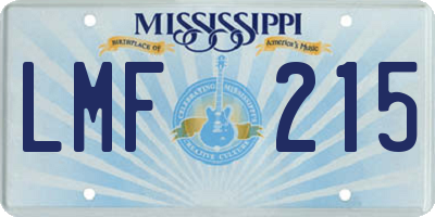 MS license plate LMF215